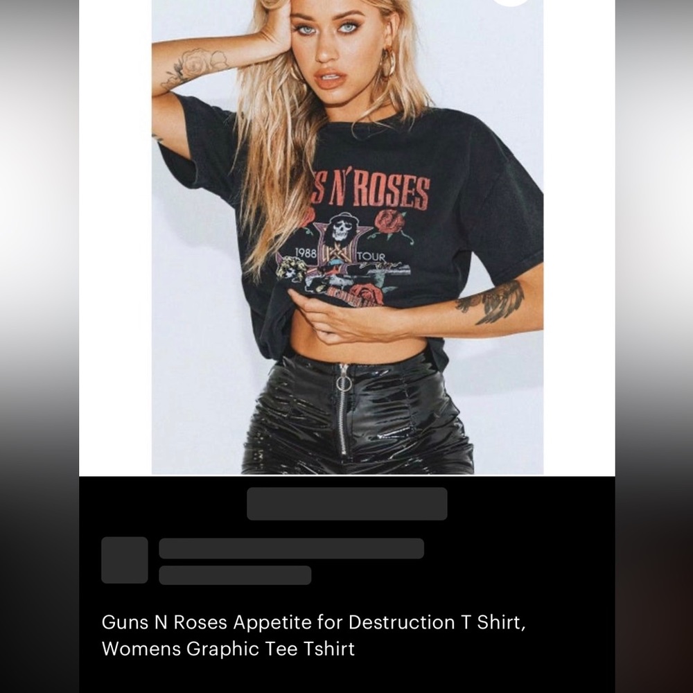 Brand new black cotton Guns n Roses rock band tee, women’s small